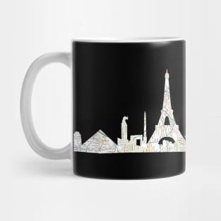 the Paris Metro system with the Paris skyline Paris, France, subway map Mug